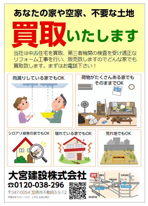 中古住宅買取チラシ - 埼玉県加須市で中古住宅買取・購入ならプロト 